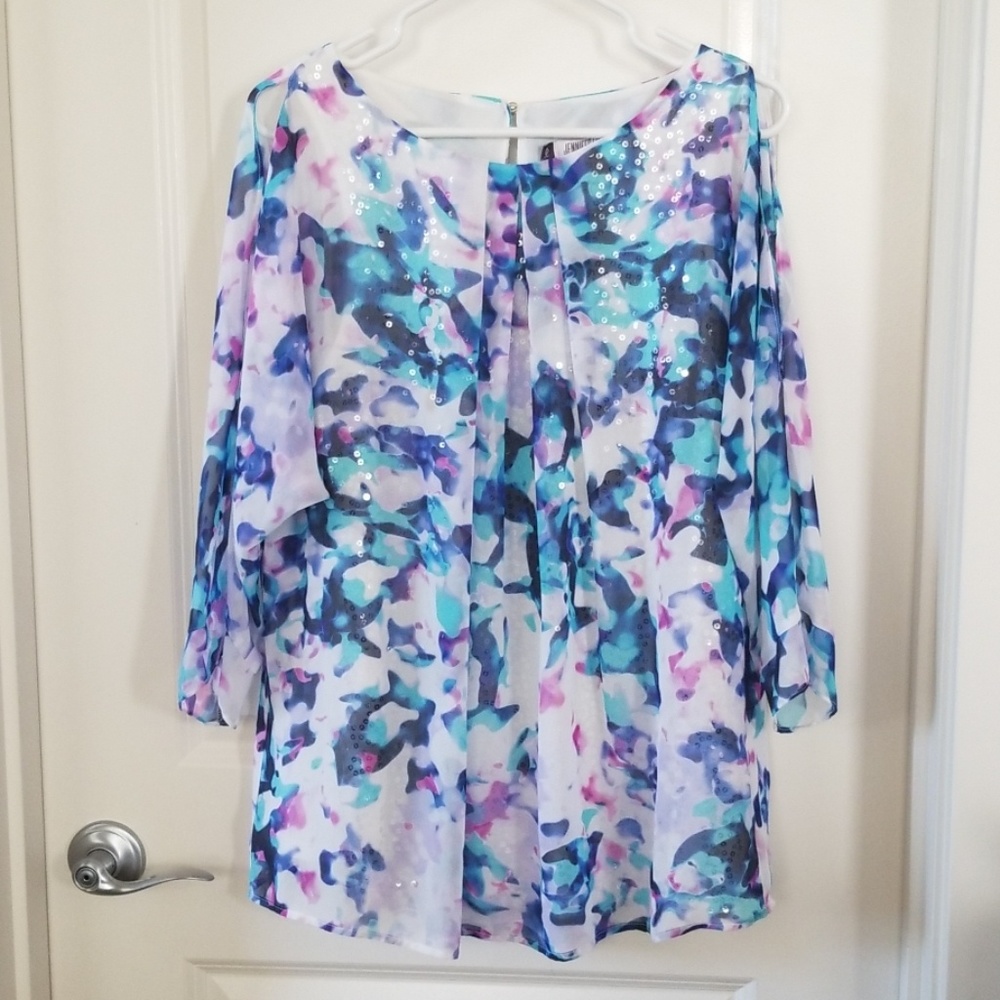 Pastel blouse with abstract design